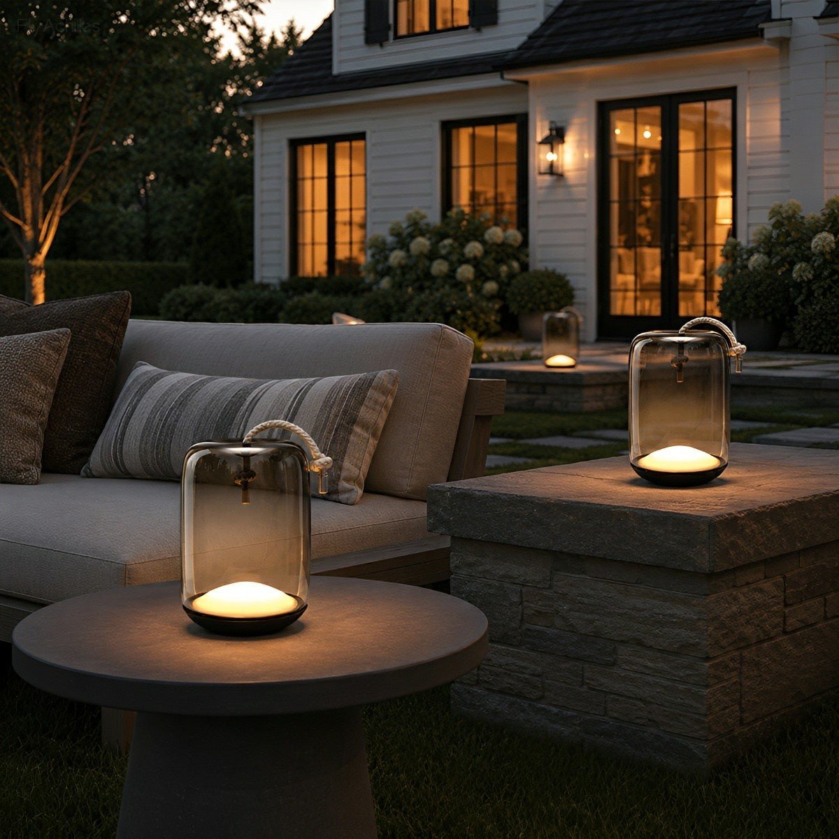 Glass Cylinder Waterproof LED Outdoor Portable Lantern Floor Lamp - Flyachilles