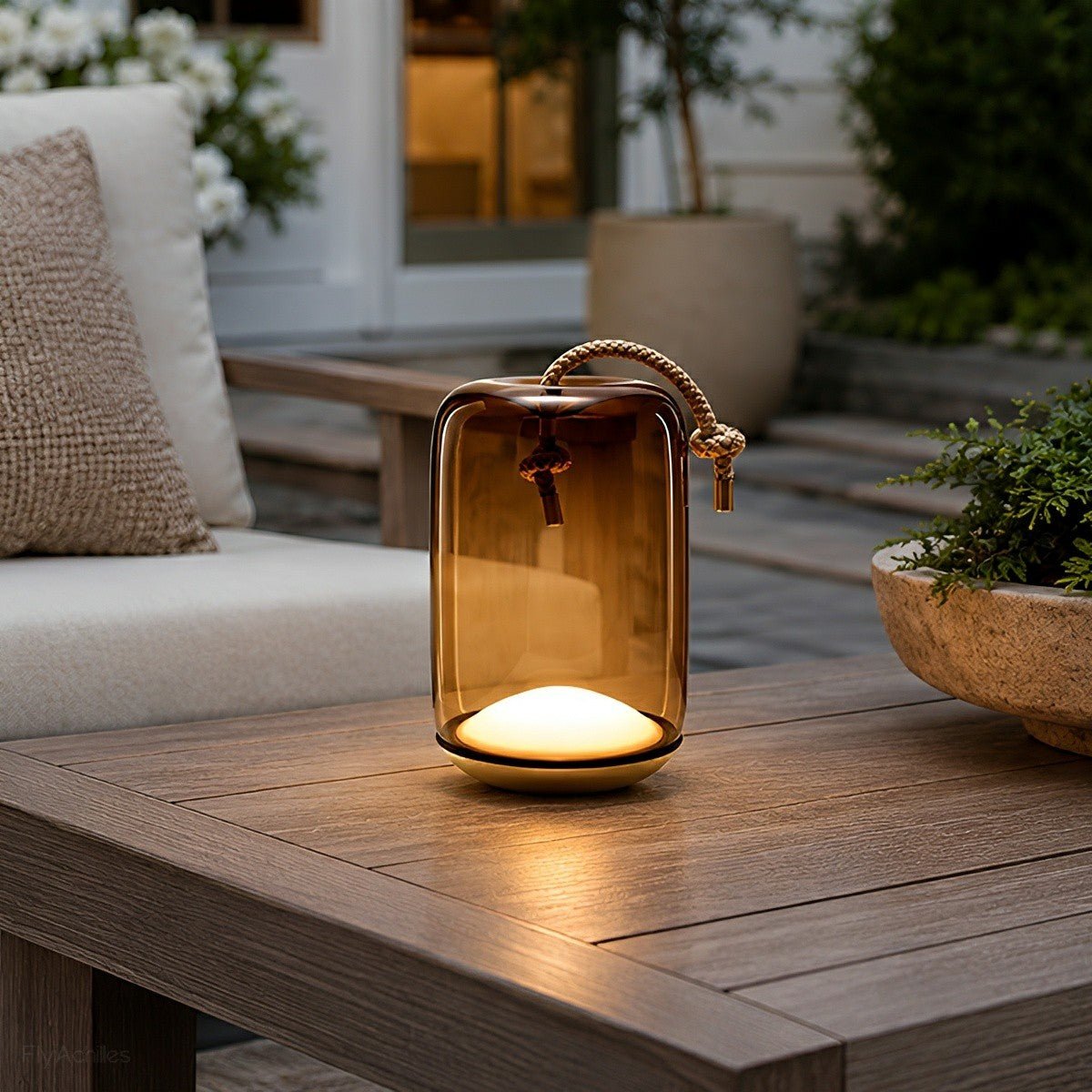 Glass Cylinder Waterproof LED Outdoor Portable Lantern Floor Lamp - Flyachilles
