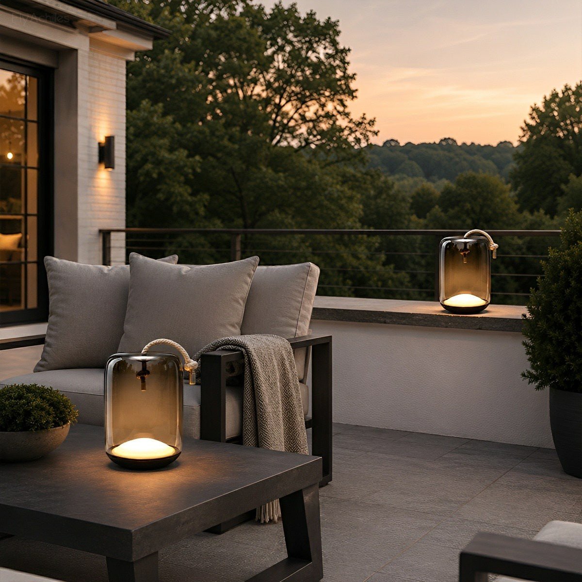 Glass Cylinder Waterproof LED Outdoor Portable Lantern Floor Lamp - Flyachilles