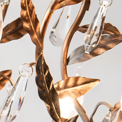 Gold Vintage Leaf Branch Crystal Chandelier Lights - Flyachilles