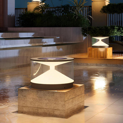 Gray Waterproof Solar Hourglass Outdoor Post Lights - Flyachilles