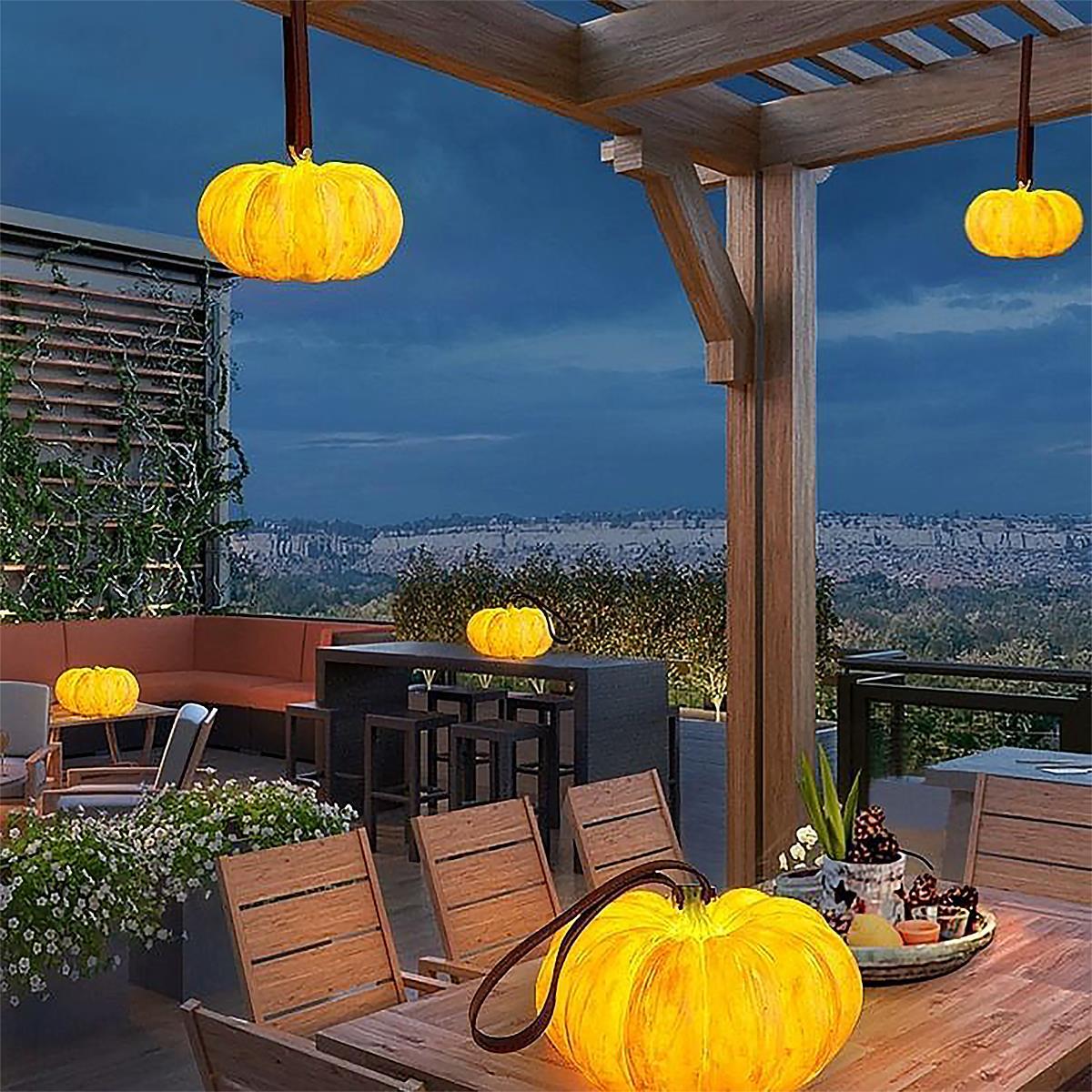 Halloween Waterproof Solar LED Pumpkin Lantern Outdoor Landscape Lighting - Flyachilles