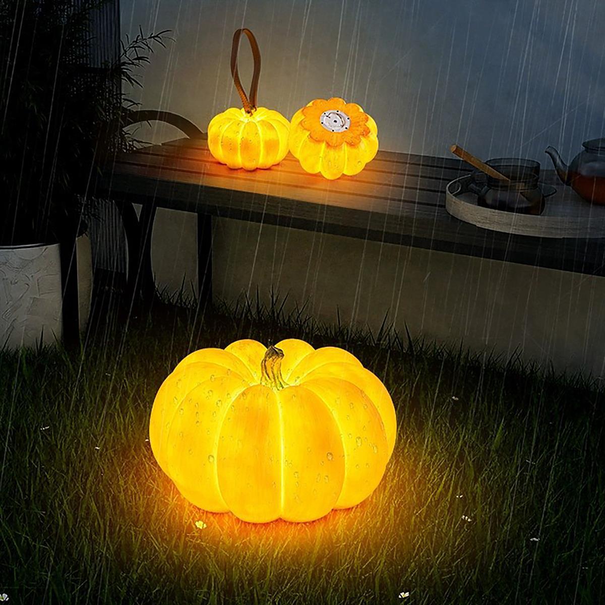 Halloween Waterproof Solar LED Pumpkin Lantern Outdoor Landscape Lighting - Flyachilles