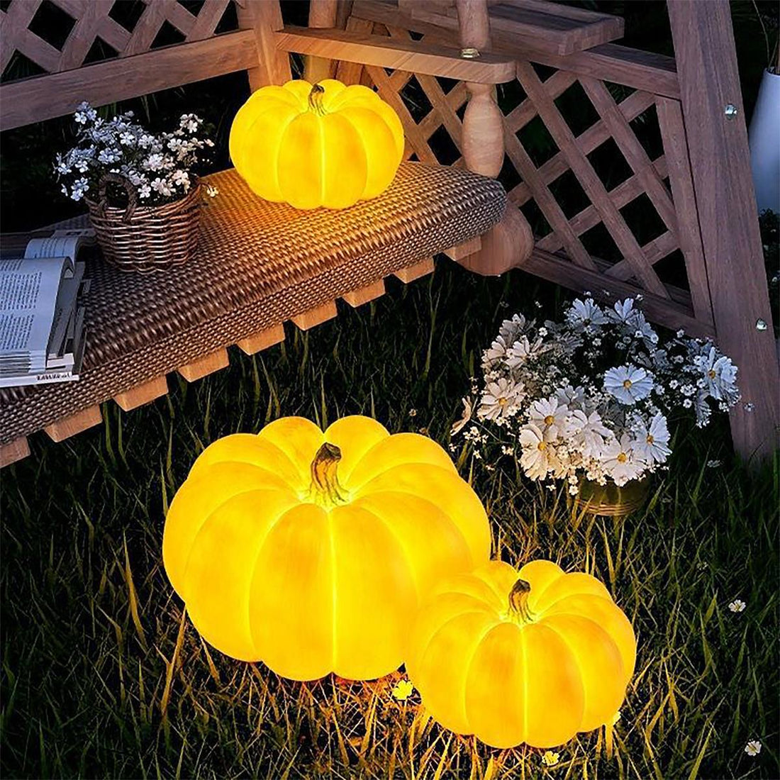Halloween Waterproof Solar LED Pumpkin Lantern Outdoor Landscape Lighting - Flyachilles