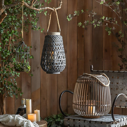 Handmade Bamboo Hanging Candle Lantern Candleholder - Flyachilles