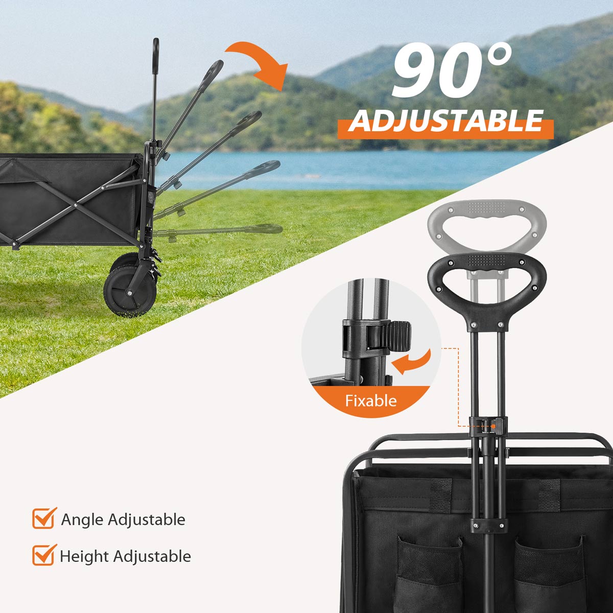Heavy Duty 600D Folding All - Terrain Wagon Cart for Camping &amp; Shopping, 330lbs - Flyachilles