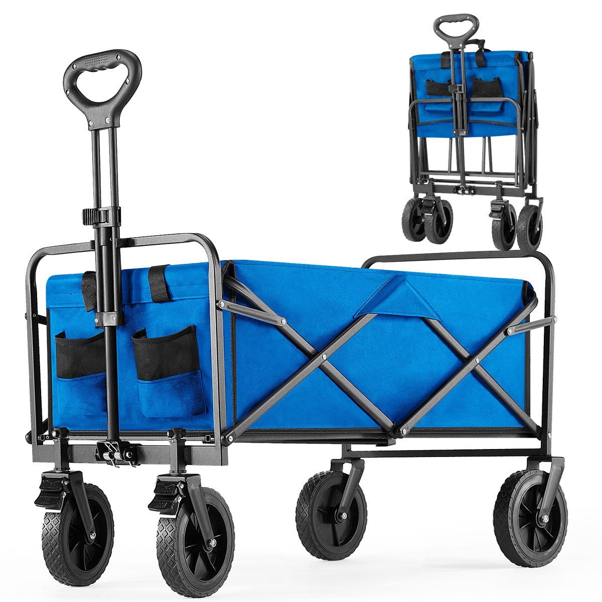 Heavy Duty 600D Folding All - Terrain Wagon Cart for Camping &amp; Shopping, 330lbs - Flyachilles