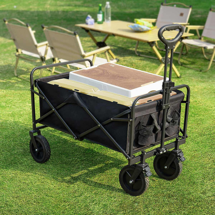 Heavy Duty 600D Folding All - Terrain Wagon Cart for Camping &amp; Shopping, 330lbs - Flyachilles