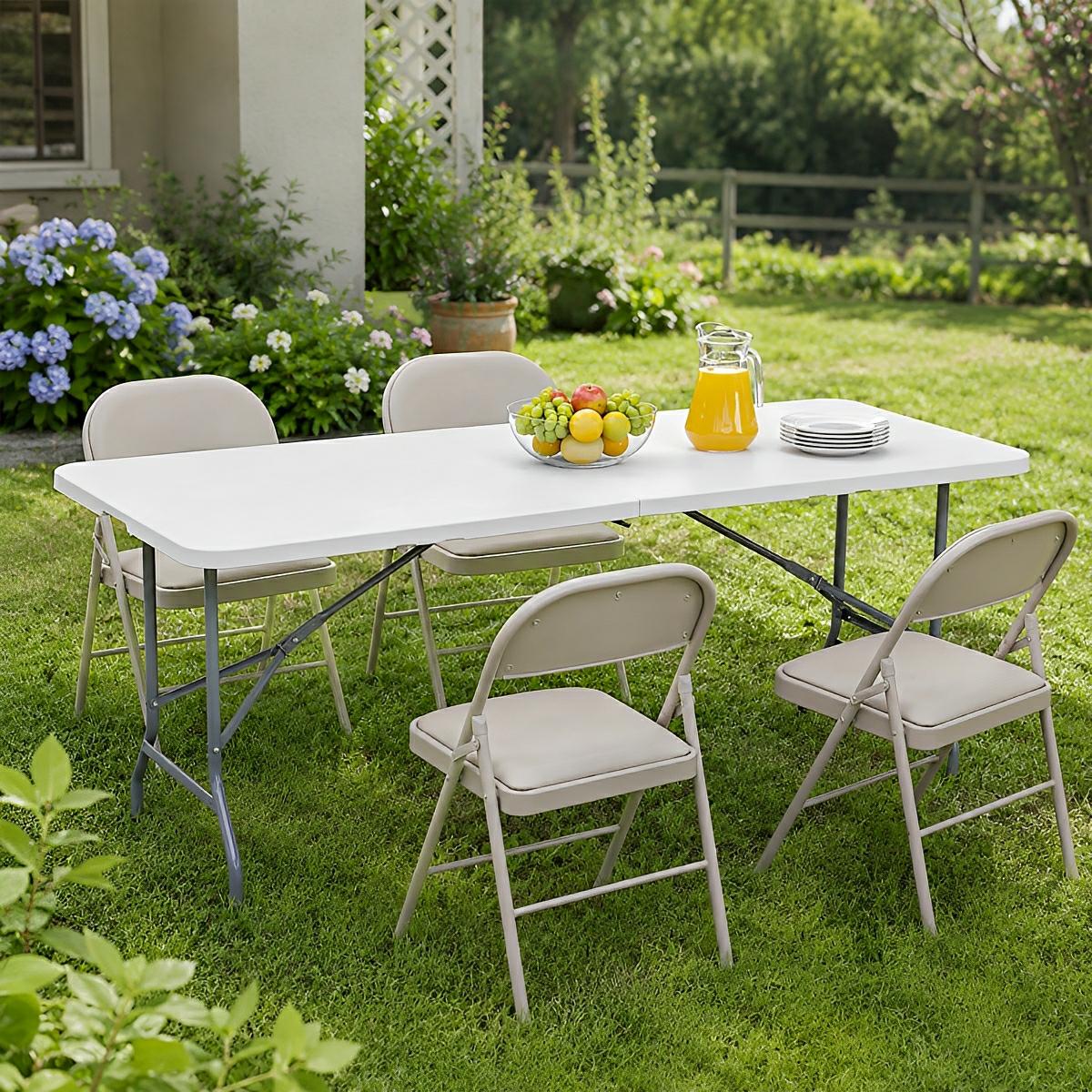Heavy Duty Folding Table with Handle – For Camping - Flyachilles