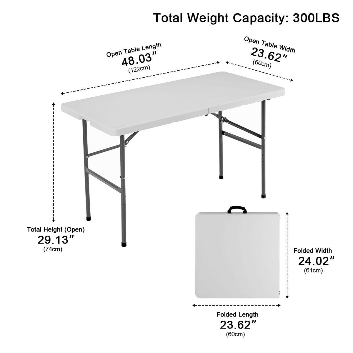 Heavy Duty Folding Table with Handle – For Camping - Flyachilles