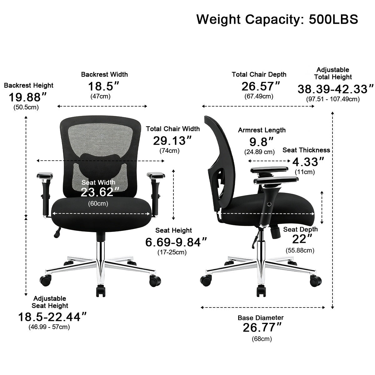 Heavy Duty Mesh Ergonomic Office Chair for Big and Tall - Flyachilles