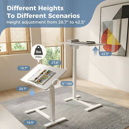 Height-Adjustable Bedside Table on Wheels – Portable - Flyachilles