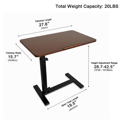 Height-Adjustable Bedside Table on Wheels – Portable - Flyachilles