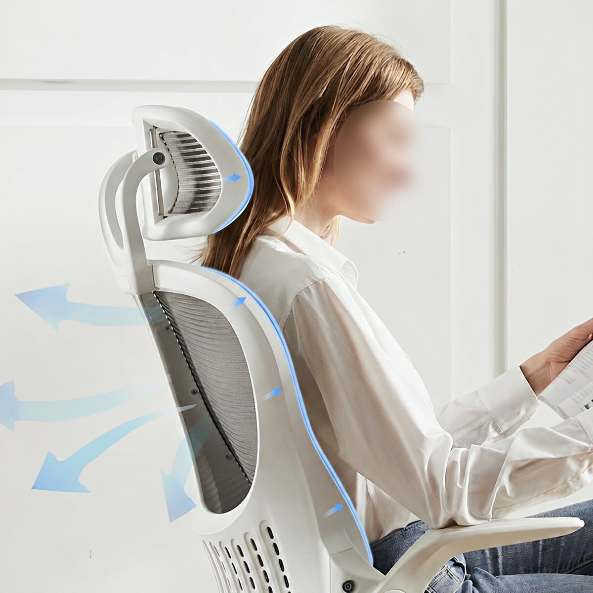 High Back Mesh Office Chair – Adjustable Headrest, Flip Arms - Flyachilles