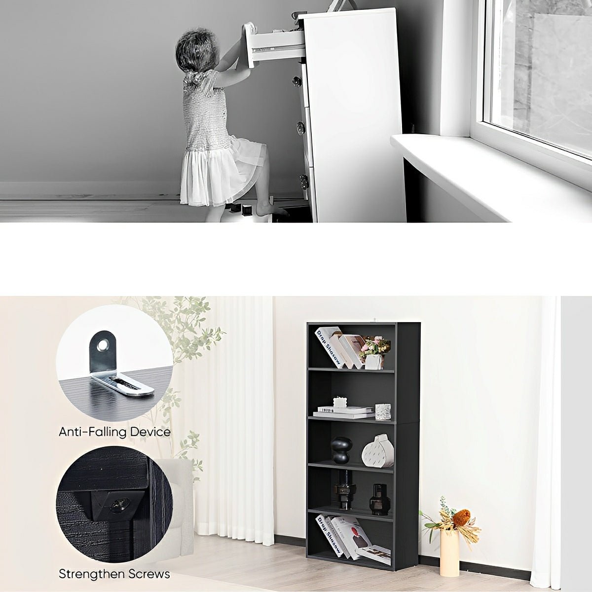 Industrial Bookcase Open Storage Shelf - Flyachilles