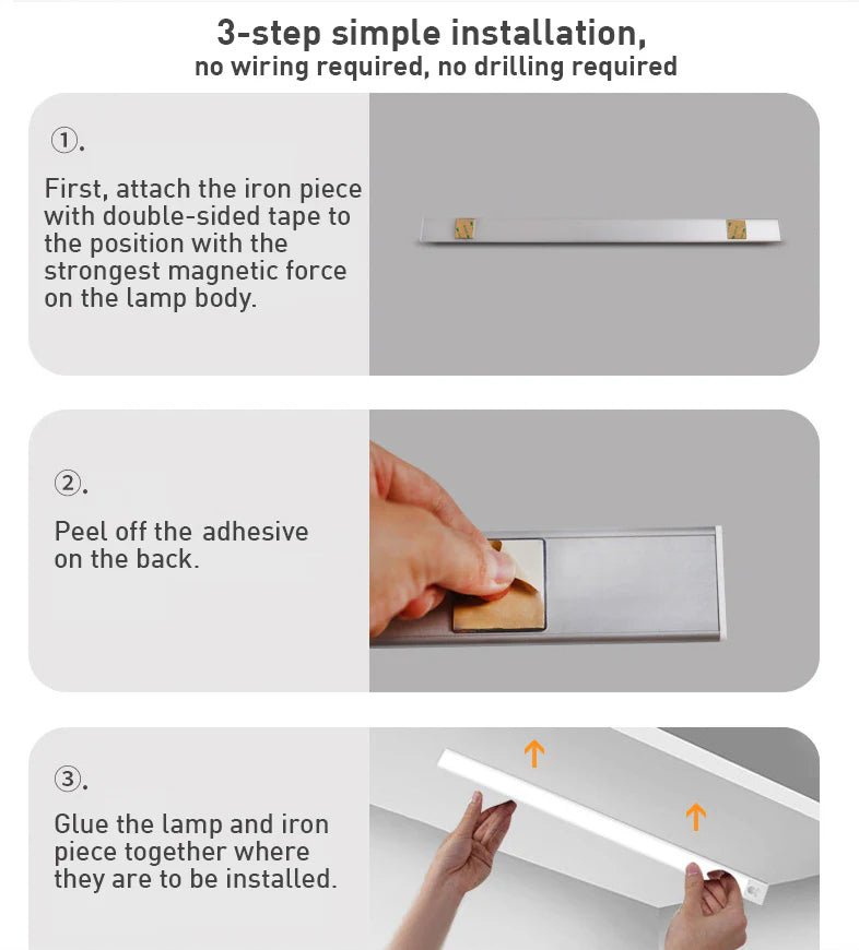 Intelligent Cat Eye Dimmable Motion Sensor Wireless LED Cabinet Light Rechargeable - Flyachilles