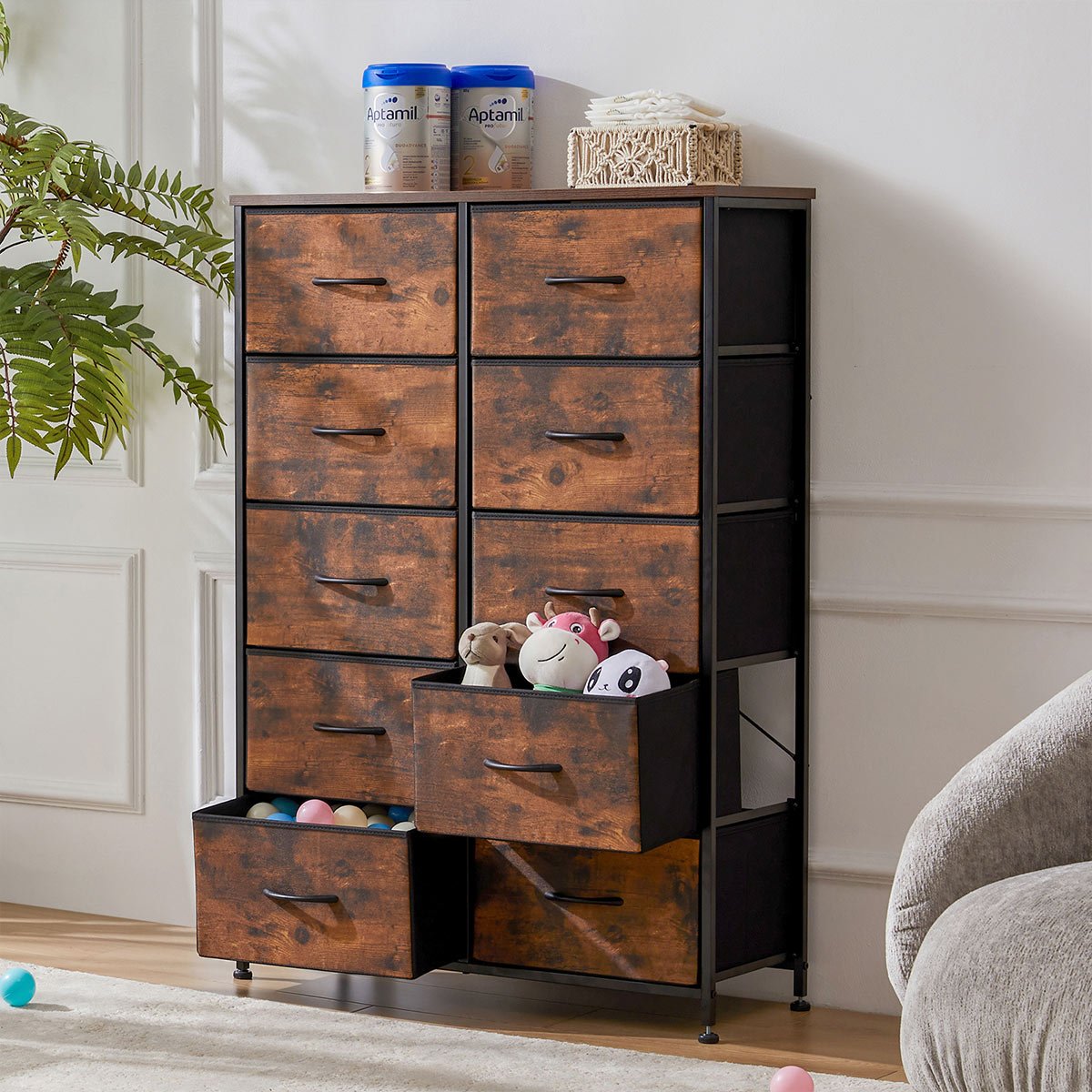 Large Capacity 5 - 10 Drawer Fabric Storage Cabinet Organizer - Flyachilles