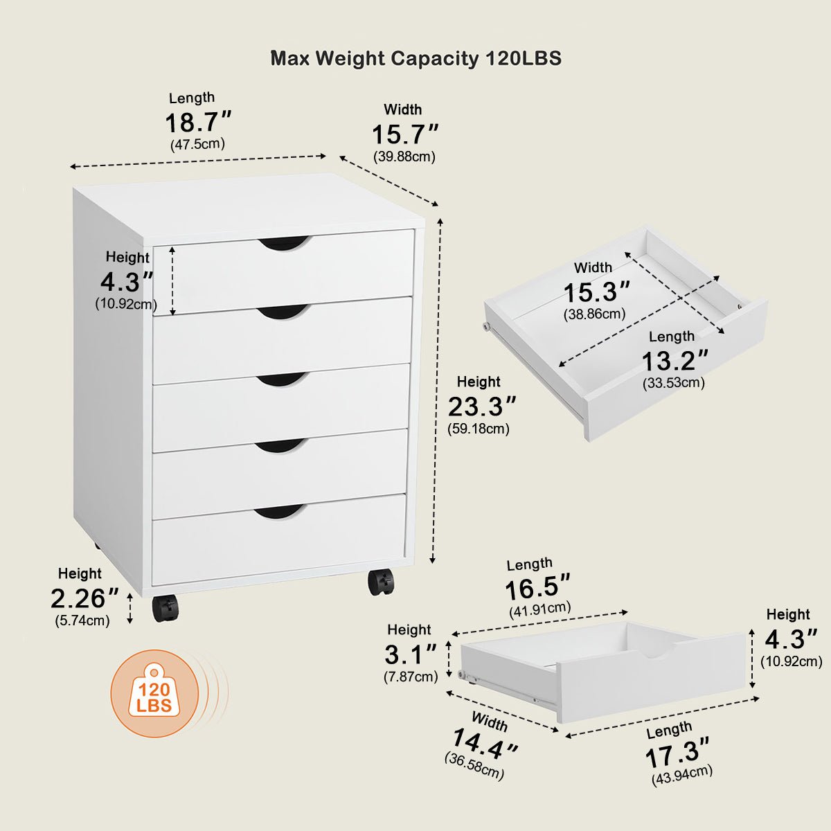 Large Capacity Mobile Storage Cabinet Organizer with Wheels - Flyachilles