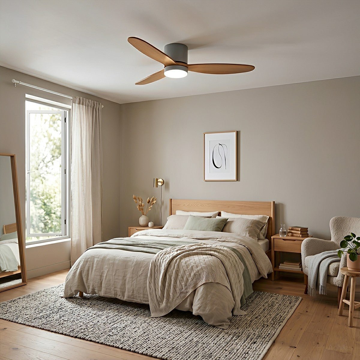 LED Inverter Silent White Low Floor DC Motor Simple Ceiling Fan Light - Flyachilles