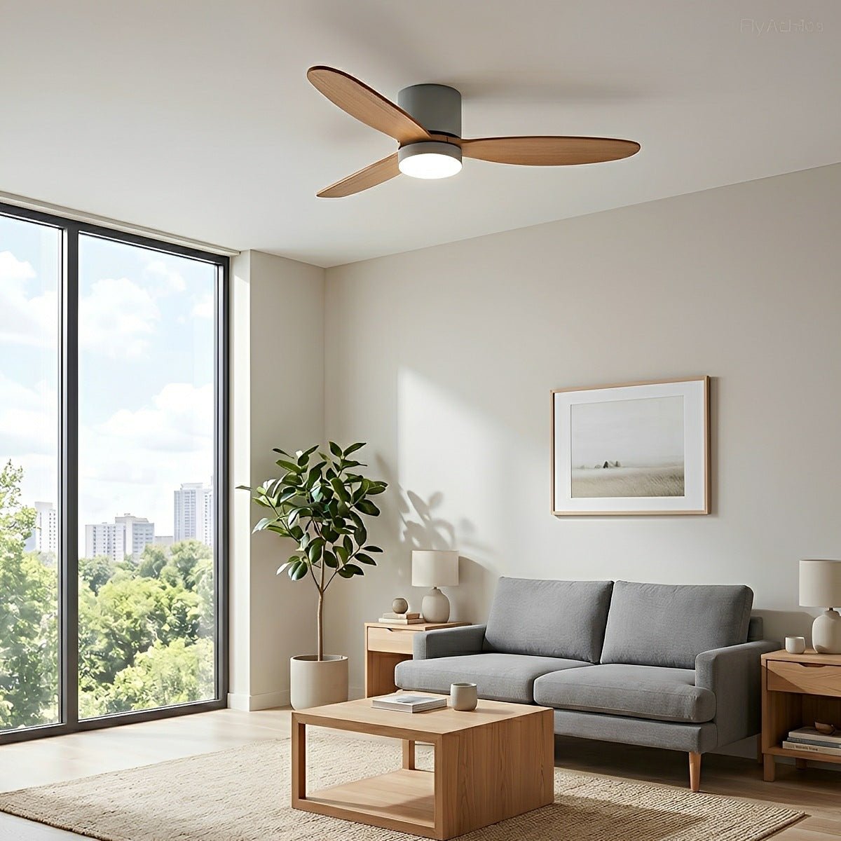 LED Inverter Silent White Low Floor DC Motor Simple Ceiling Fan Light - Flyachilles