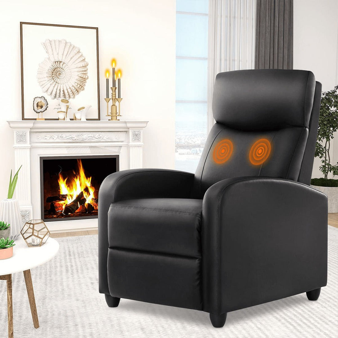 Manual Massage Heating Recliner Chair Winback Single Sofa - Flyachilles