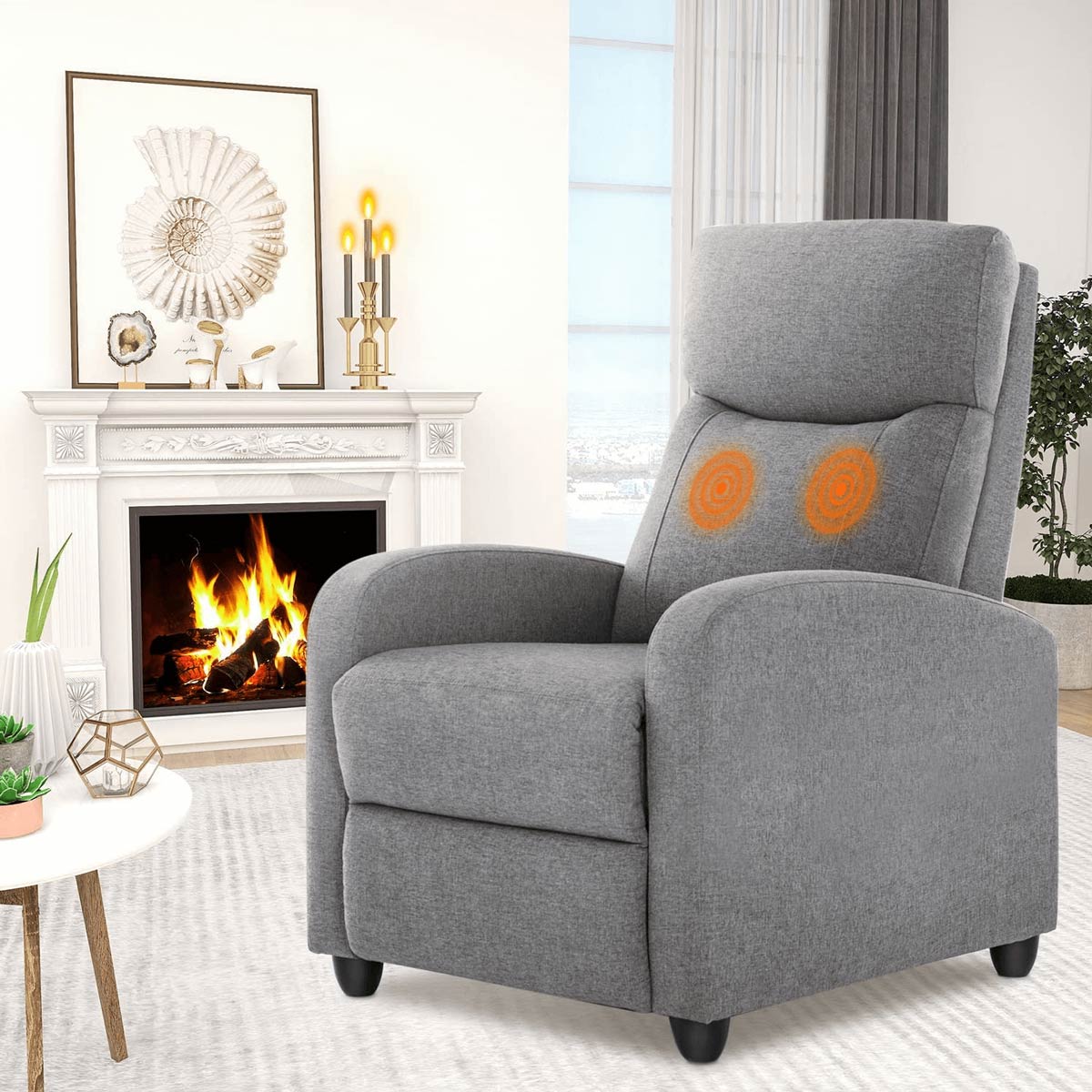 Manual Massage Heating Recliner Chair Winback Single Sofa - Flyachilles
