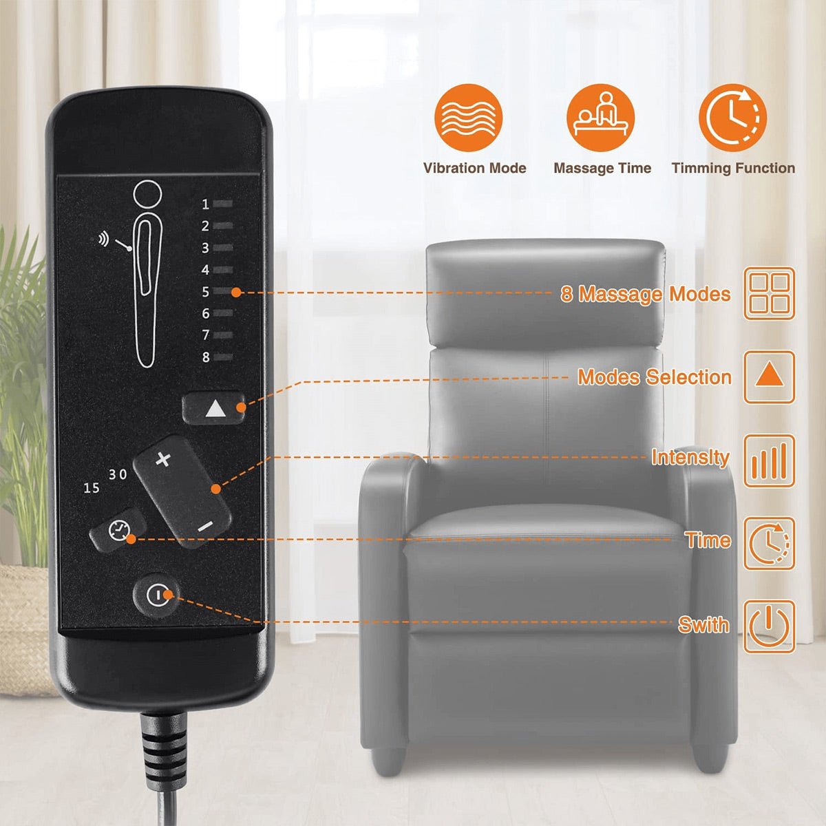 Manual Massage Heating Recliner Chair Winback Single Sofa - Flyachilles
