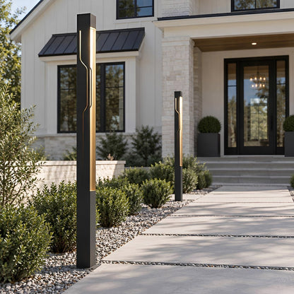 Mecha Modern Ash Black Rectangle LED Column Outdoor Pole Street Light - Flyachilles