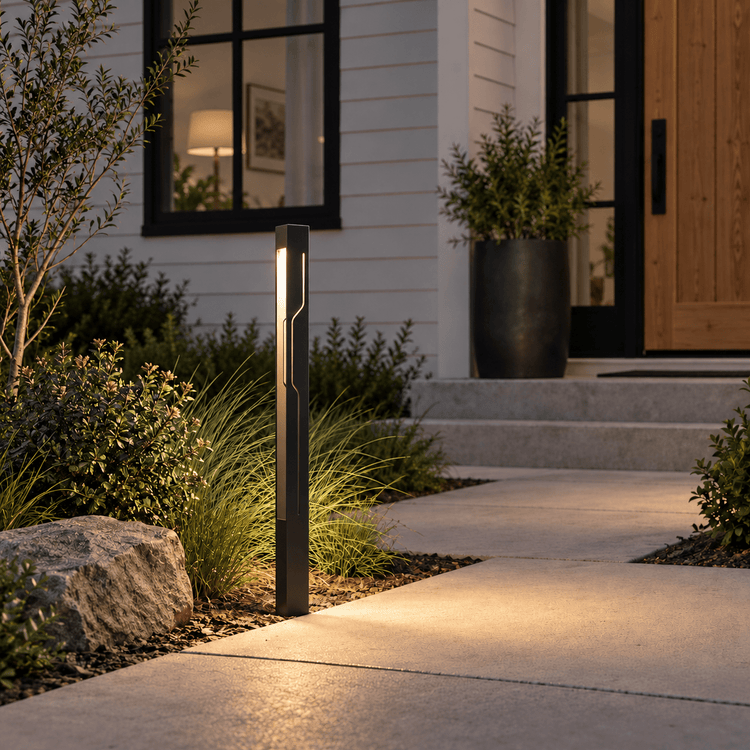 Mecha Modern Ash Black Rectangle LED Column Outdoor Pole Street Light - Flyachilles
