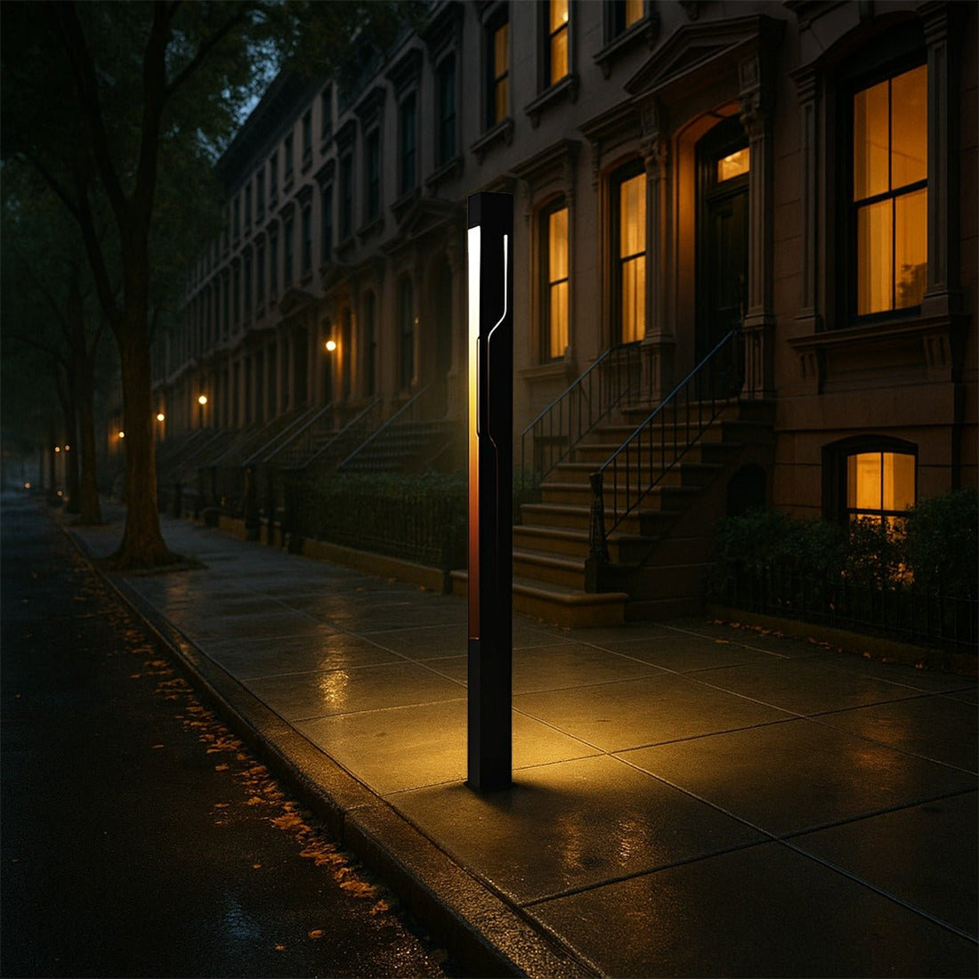 Mecha Modern Ash Black Rectangle LED Column Outdoor Pole Street Light - Flyachilles
