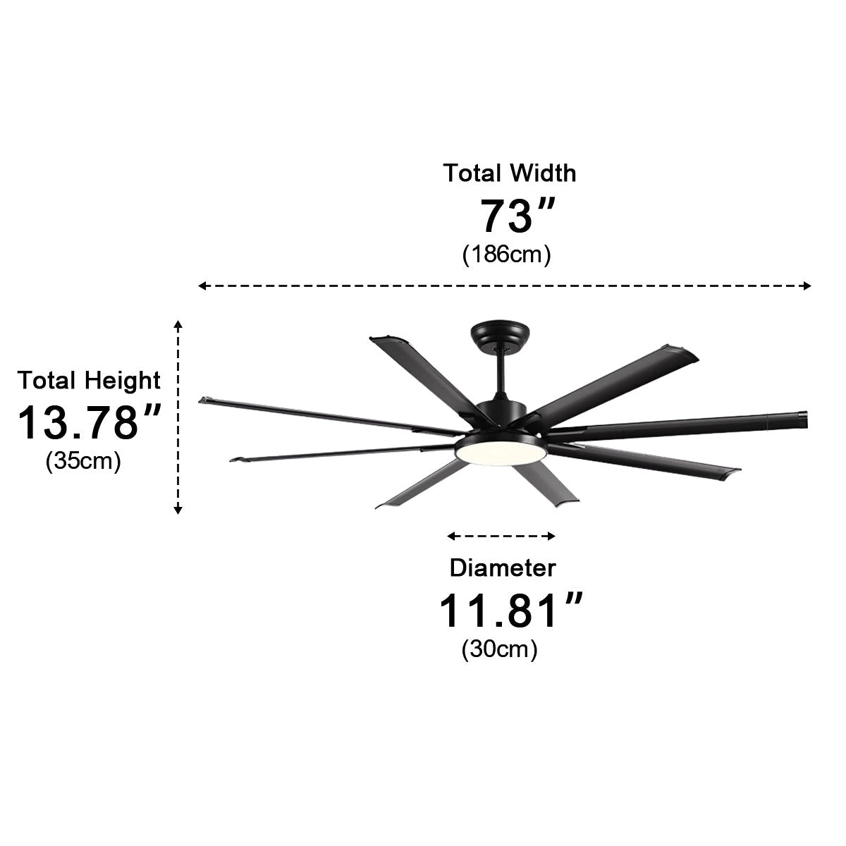 Mid - Century 8 - Blade Scandinavian Ceiling Fan with Full - Spectrum LED Light - Flyachilles