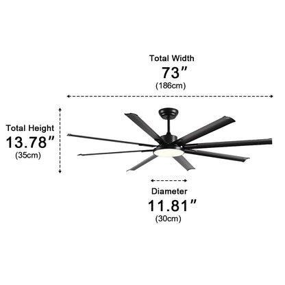 Mid - Century 8 - Blade Scandinavian Ceiling Fan with Full - Spectrum LED Light - Flyachilles