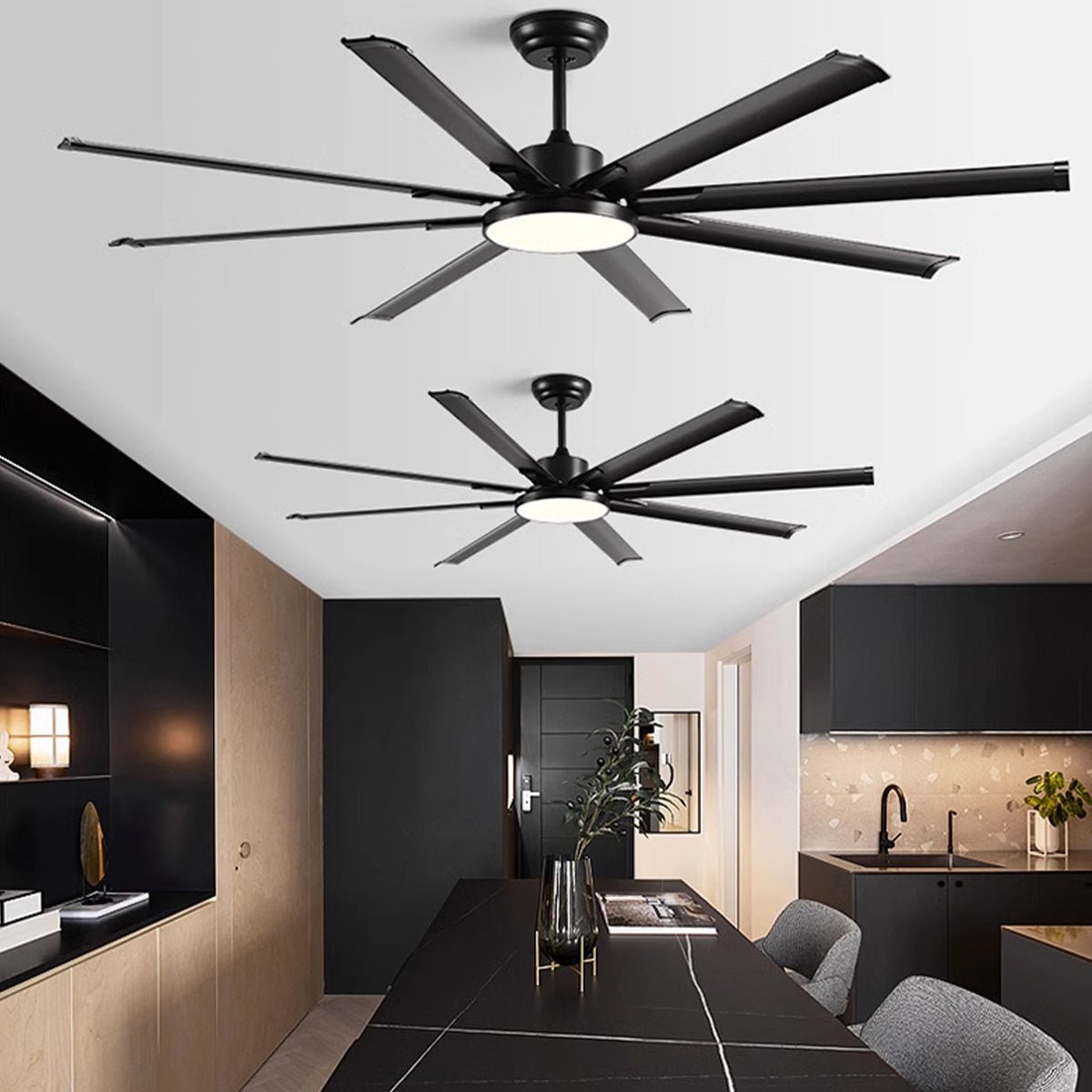 Mid - Century 8 - Blade Scandinavian Ceiling Fan with Full - Spectrum LED Light - Flyachilles