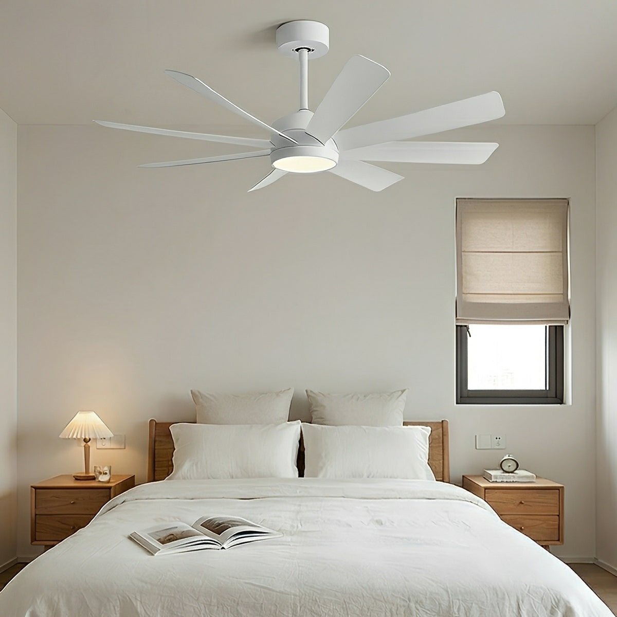 Mid - Century 8 - Blade Scandinavian Minimalist Ceiling Fan with LED Light - Flyachilles
