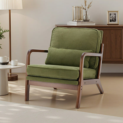 Mid Century Modern Accent Chair with Arms – Solid Wood - Flyachilles