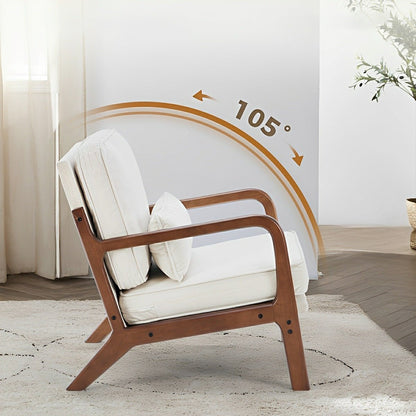 Mid Century Modern Accent Chair with Arms – Solid Wood - Flyachilles