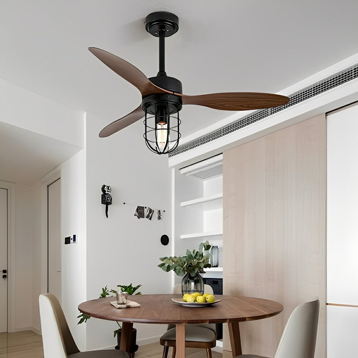 Mid - Century Modern DC Motor Reverse Ceiling Fan - with Lanterns Light - Flyachilles