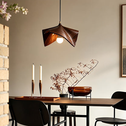 Mid-Century Modern Sculptural Wood Grain Pendant Light - Flyachilles