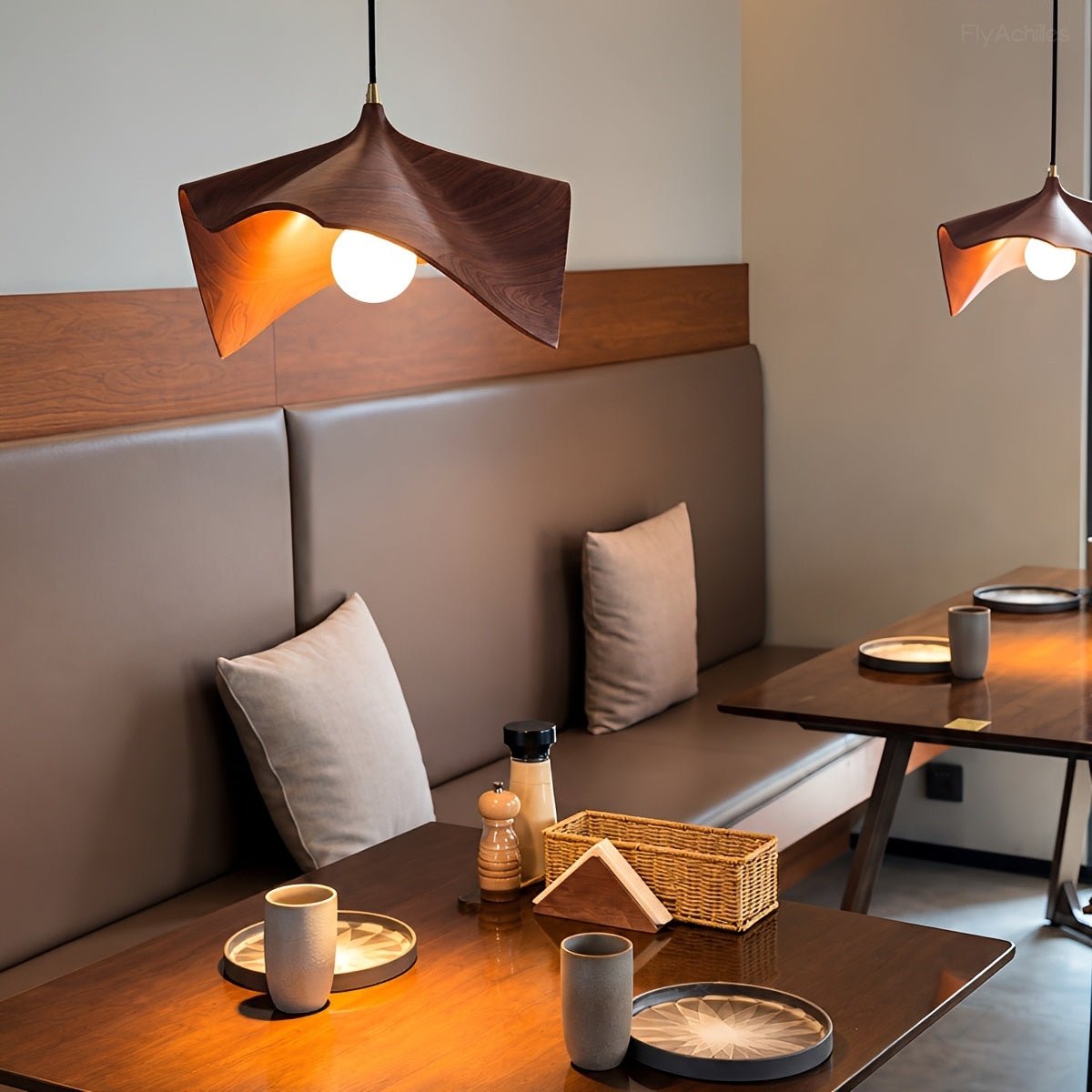 Mid-Century Modern Sculptural Wood Grain Pendant Light - Flyachilles