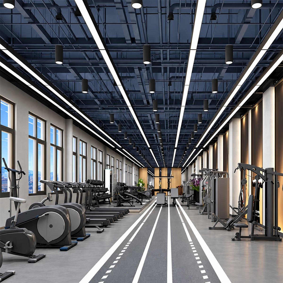 Minimalist Black LED Recessed Suspended Office Hanging Light - Flyachilles