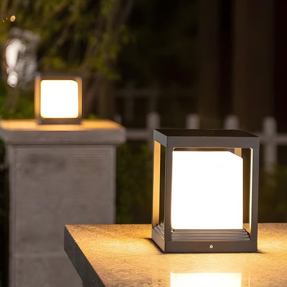 Minimalist Square Waterproof LED Black Modern Solar Fence Post Lights Colum Light - Flyachilles