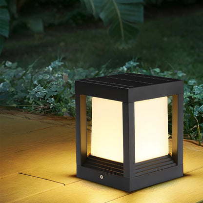Minimalist Square Waterproof LED Black Modern Solar Fence Post Lights Colum Light - Flyachilles
