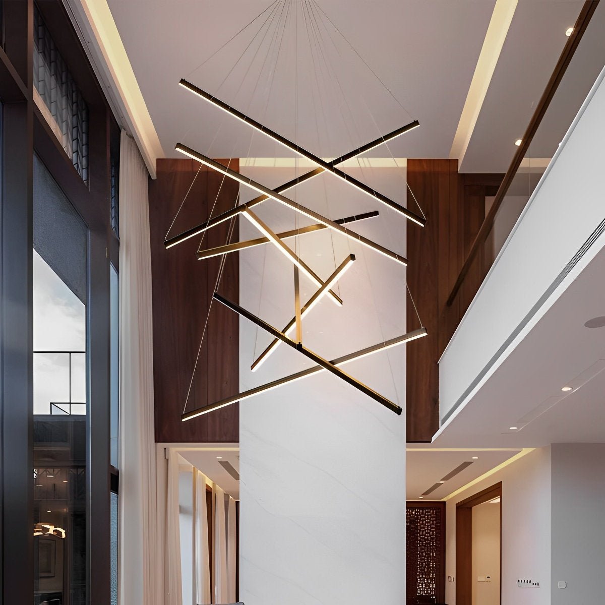 Minimalist Strip Stepless Dimming LED Black Modern Chandelier with Remote - Flyachilles