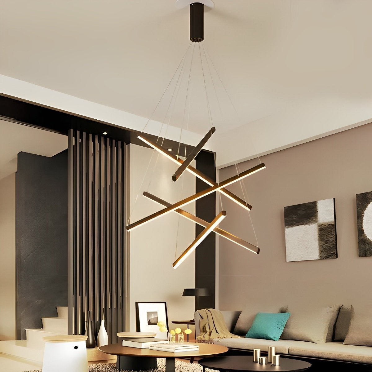 Minimalist Strip Stepless Dimming LED Black Modern Chandelier with Remote - Flyachilles