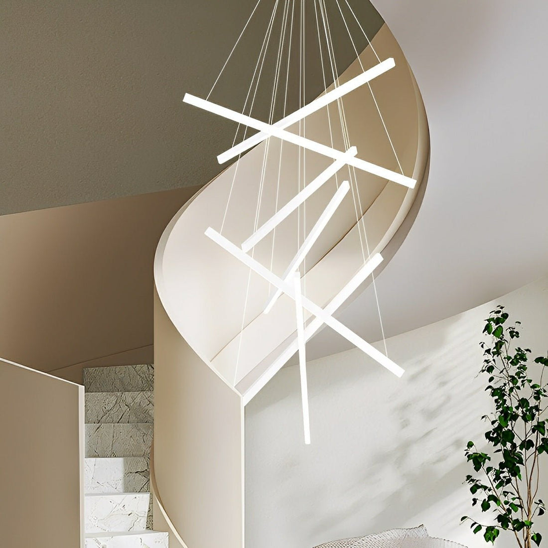 Minimalist Strip Stepless Dimming LED White Modern Chandelier - Flyachilles