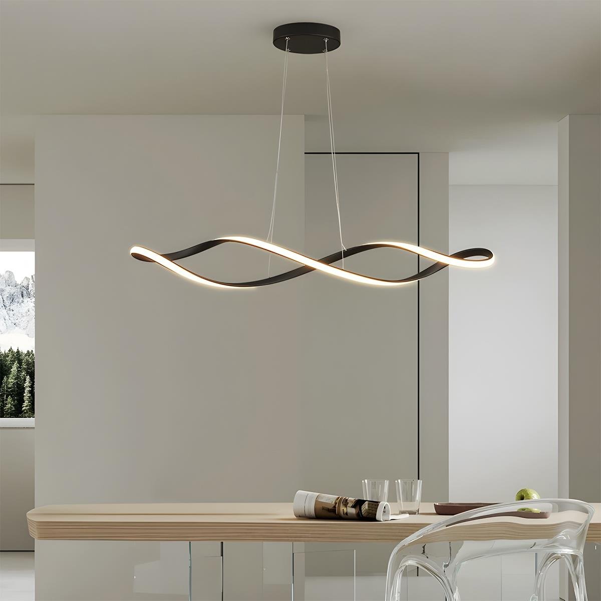 Minimalist Waves Stepless Dimming LED Electroplating Modern Chandelier - Flyachilles