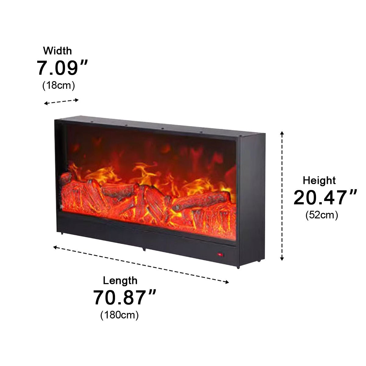 Modern 3D Simulated LED Flame Electric Fireplace Wall Heater - Flyachilles