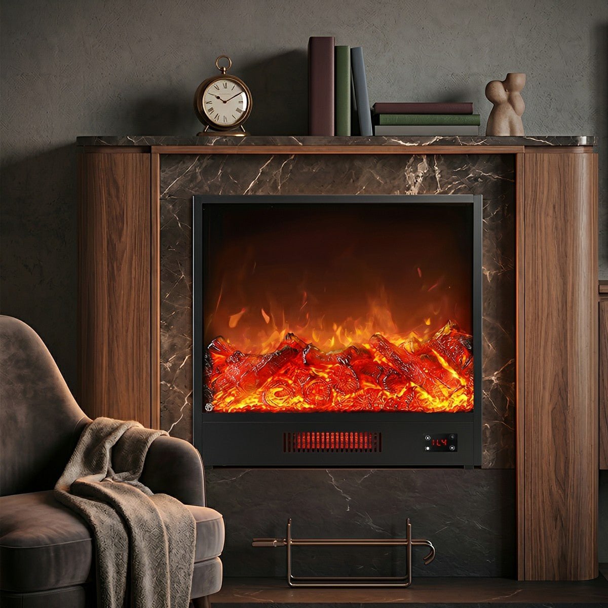 Modern 3D Simulated LED Flame Electric Fireplace Wall Heater - Flyachilles