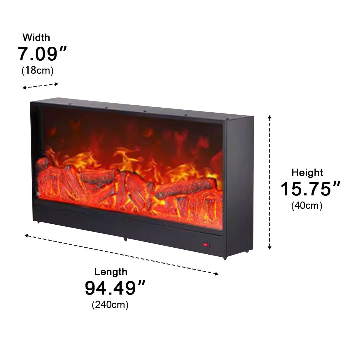 Modern 3D Simulated LED Flame Electric Fireplace Wall Heater - Flyachilles