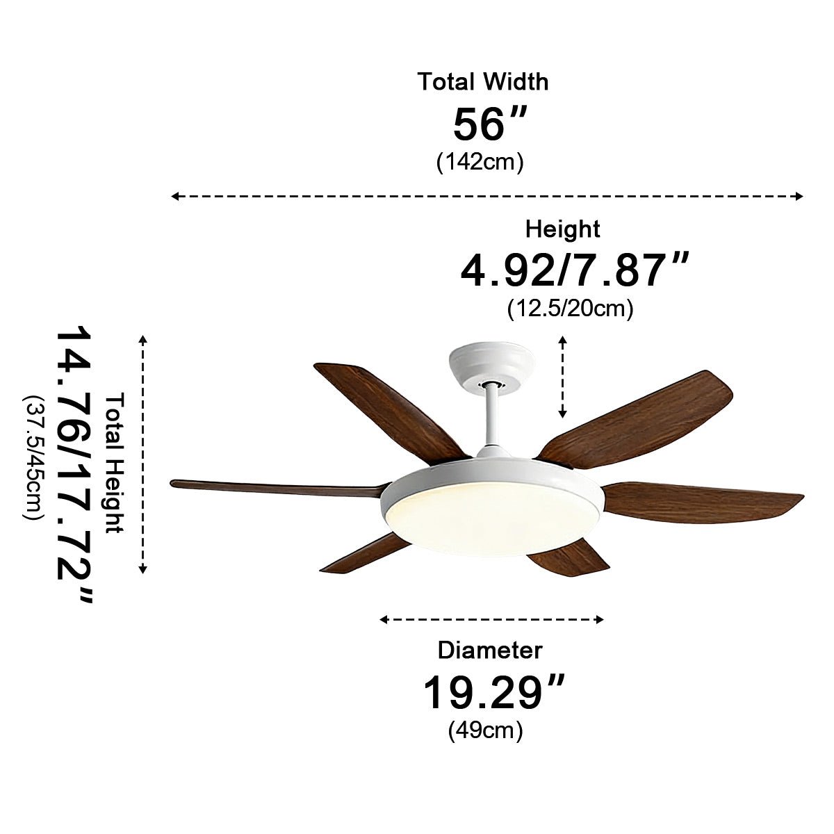 Modern 6 - Blade Scandinavian Minimalist Ceiling Fan with LED Light - Flyachilles